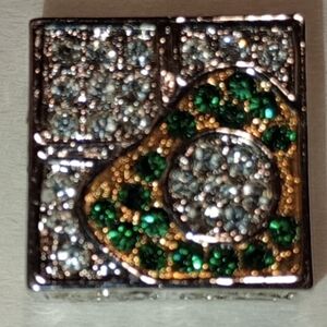 Silver And Gold Slider Charm With Clear And Green Crystals By Lauren G Adams